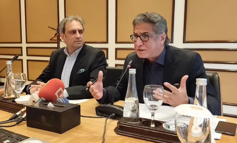 Mian Imran Masood addressing a media briefing on curriculum reforms in Islamabad