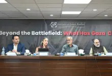 Speakers at an Institute of Policy Studies seminar in Islamabad on the Gaza conflict