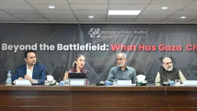 Speakers at an Institute of Policy Studies seminar in Islamabad on the Gaza conflict