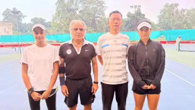 Young tennis players competing at Aitchison College courts in Lahore