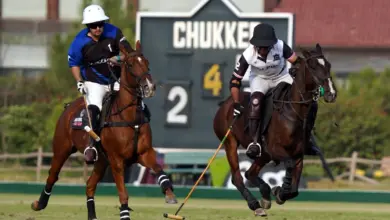 Polo action during the JPF Pink Polo Cup 2026 at Jinnah Polo Fields in Lahore