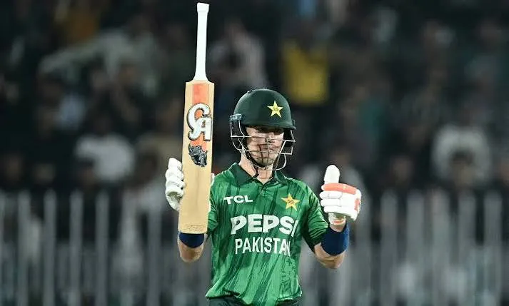 Maaz Sadaqat batting for Pakistan during the T20I series against Sri Lanka