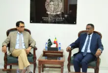 Syed Khalid Maqbool Siddiqui meeting Ethiopian Ambassador Dr Oumer Hussien Oba in Islamabad