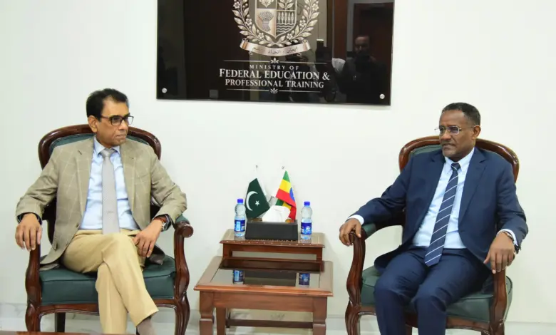 Syed Khalid Maqbool Siddiqui meeting Ethiopian Ambassador Dr Oumer Hussien Oba in Islamabad