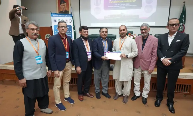 Orthopaedic surgeons attending live knee and hip arthroplasty workshop at PIMS Islamabad