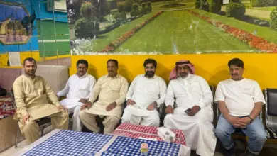 Raja Awais Minhas with guests at his son’s aqeeqah reception in Jubail