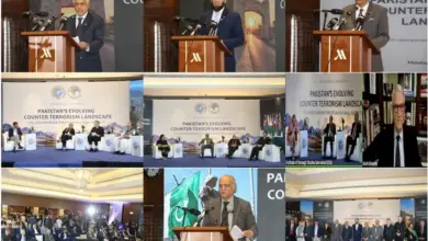 Senator Mohammad Ishaq Dar addressing an ISSI conference on Pakistan’s counterterrorism landscape