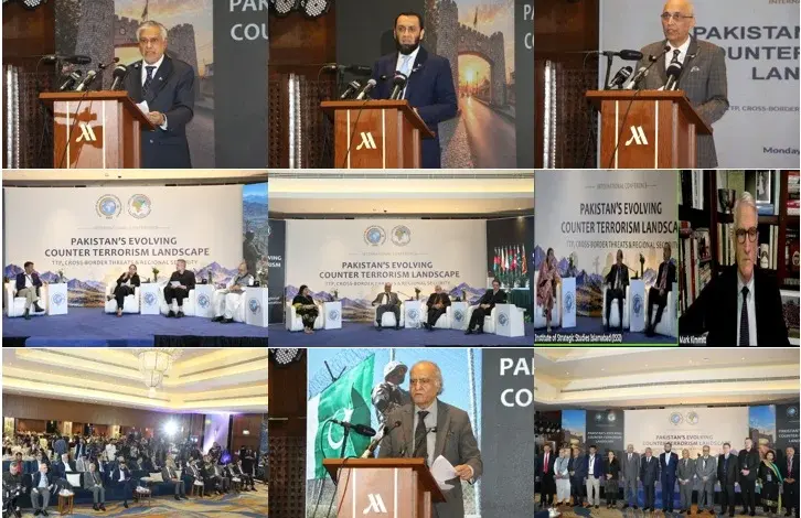 Senator Mohammad Ishaq Dar addressing an ISSI conference on Pakistan’s counterterrorism landscape