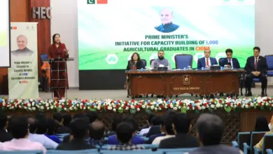 Wajiha Qamar addressing the pre-departure ceremony for Sindh agricultural trainees proceeding to China