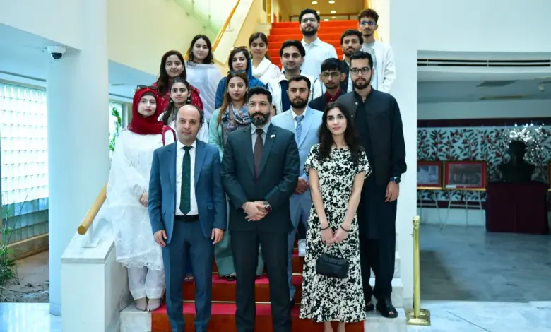 Pakistani students attending Türkiye Scholarships 2026 orientation at the Embassy of Türkiye in Islamabad